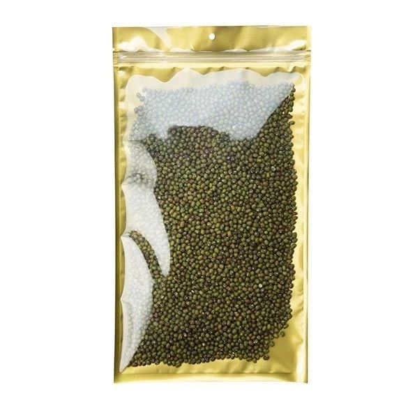Druckverschlussbeutel Transparent/Gold 17.8x30.5cm mit Aufhängeloch (100 Stück) [HZB8CG]