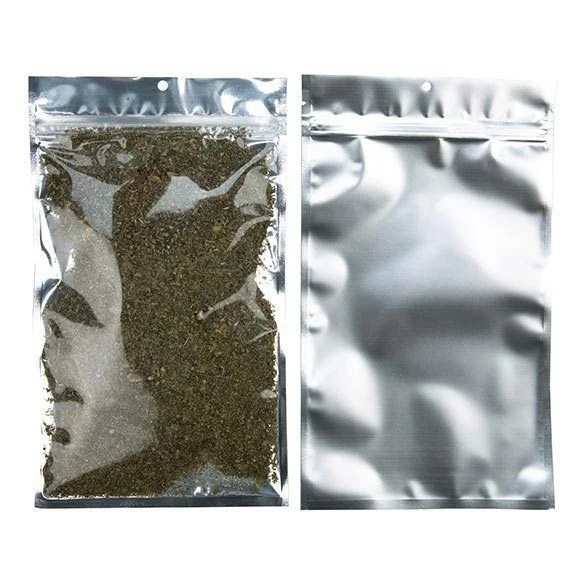 Druckverschlussbeutel Transparent/Silber 15.2x23.5cm mit Aufhängeloch (100 Stück) [HZB7S]