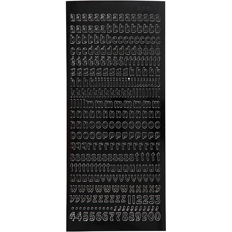 Sticker, Kleine Buchstaben, Blatt 10x23 cm, Schwarz, 1 Bl. [HOB-170290]