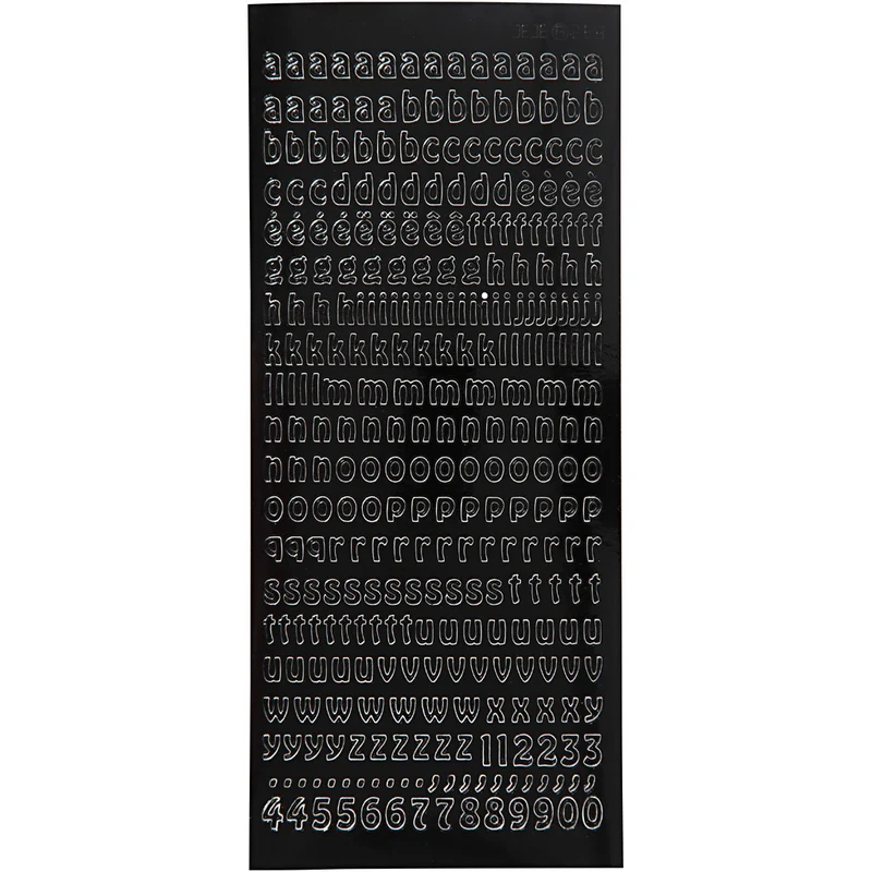 Sticker, Kleine Buchstaben, Blatt 10x23 cm, Schwarz, 1 Bl. [HOB-170290]