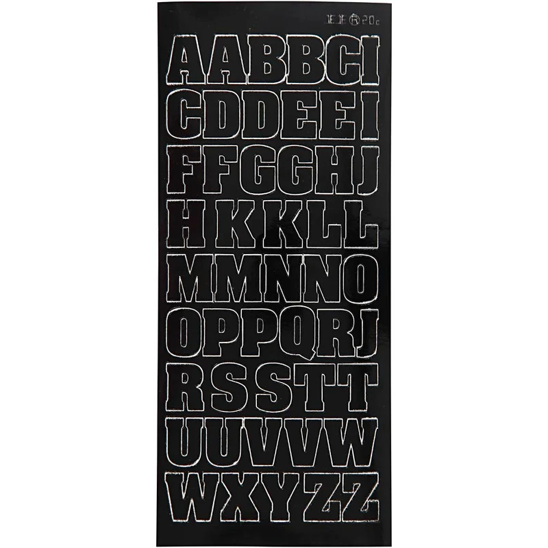 Sticker, Großbuchstaben, Blatt 10x23 cm, Schwarz, 1 Bl. [HOB-170288]
