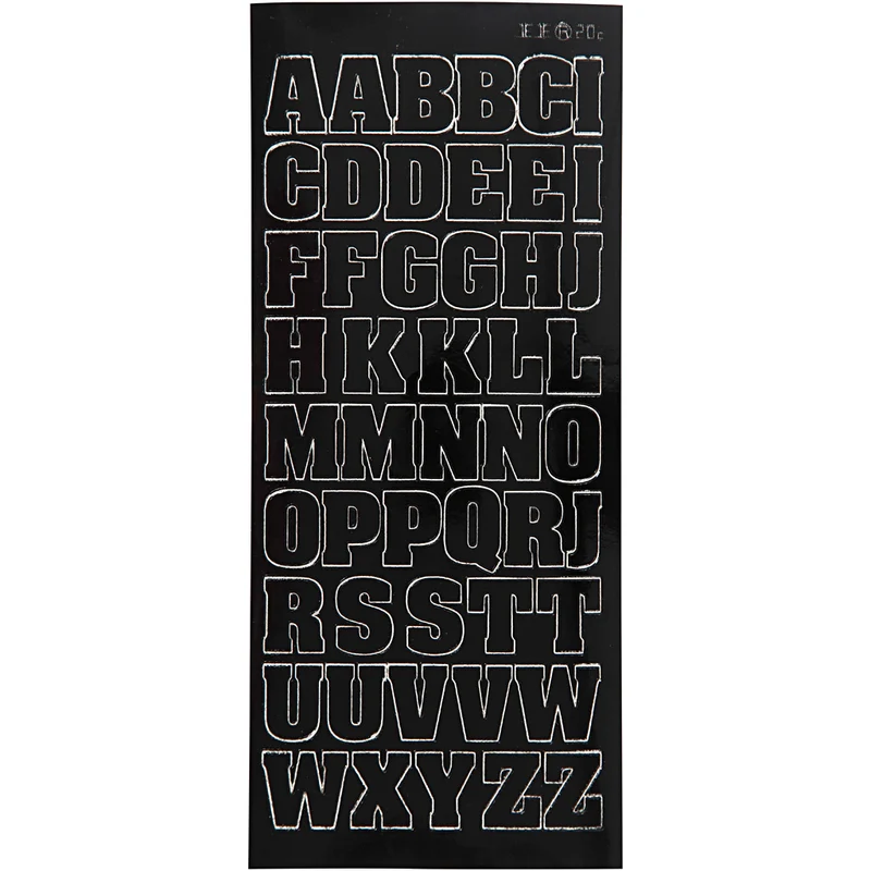 Sticker, Großbuchstaben, Blatt 10x23 cm, Schwarz, 1 Bl. [HOB-170288]