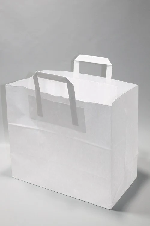 Öko Papiertragetaschen Weiß 26x12x35cm (50 Stück) [PADW2635]
