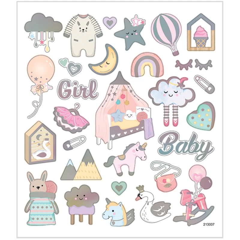 Sticker, Baby Girl, Blatt 15x16,5 cm, ca. 30 Stk, 1 Bl. [HOB-28884]
