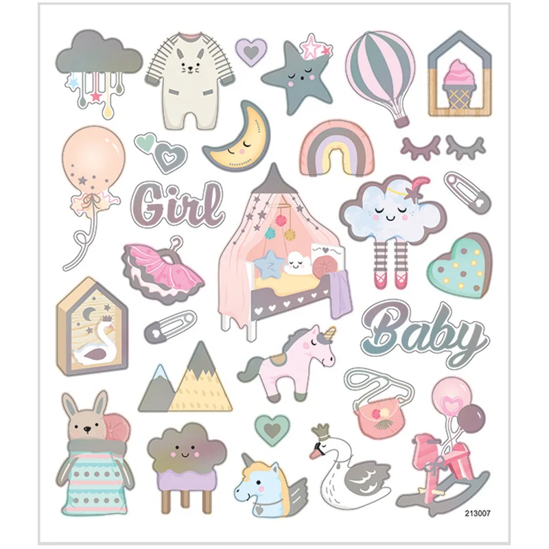 Sticker, Baby Girl, Blatt 15x16,5 cm, ca. 30 Stk, 1 Bl. [HOB-28884]