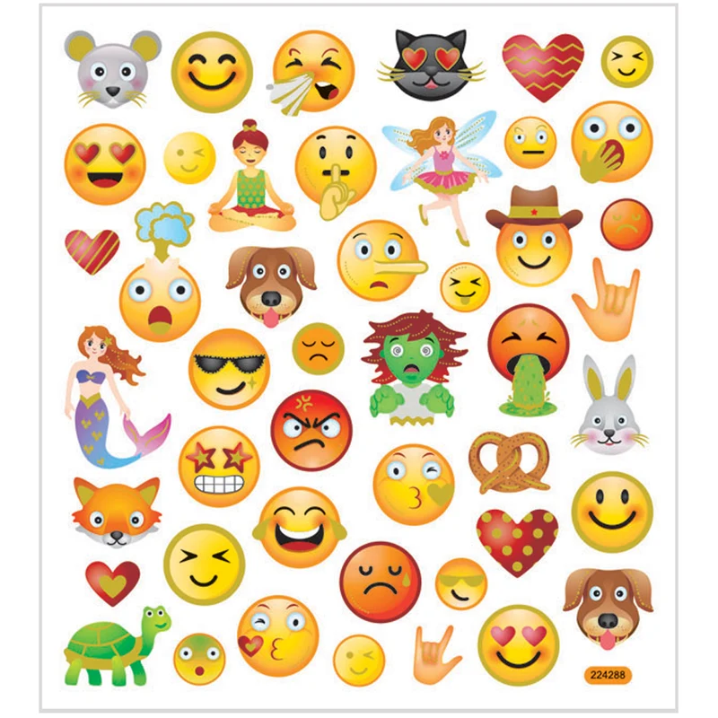 Sticker, Emojis, Blatt 15x16,5 cm, 1 Bl. [HOB-28873]