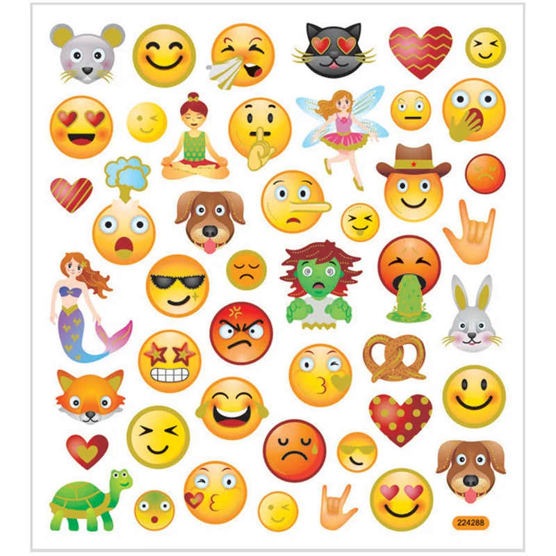 Sticker, Emojis, Blatt 15x16,5 cm, 1 Bl. [HOB-28873]