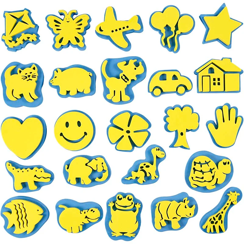 Moosgummi-Stempel, H 6-8 cm, B 6-8 cm, 24 Stk/ 1 Pck [HOB-95250]