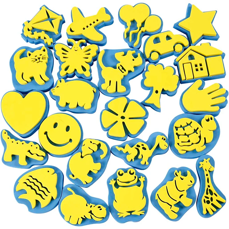 Moosgummi-Stempel, H 6-8 cm, B 6-8 cm, 24 Stk/ 1 Pck [HOB-95250]