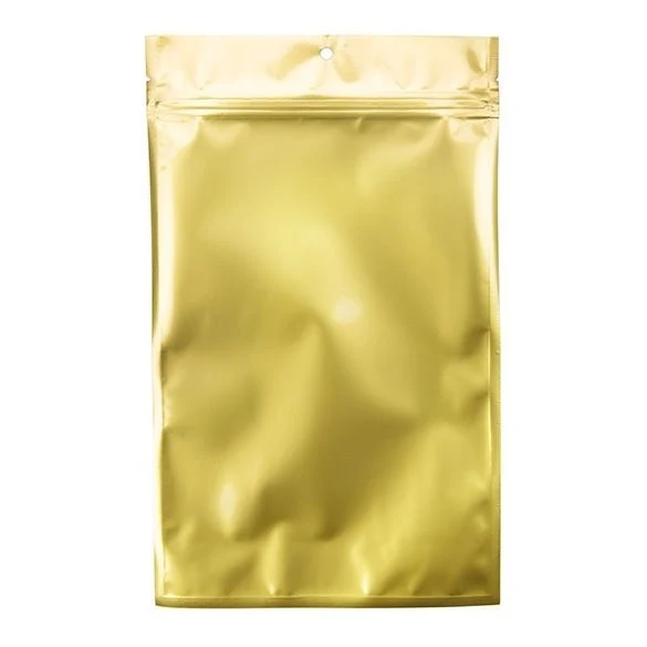 Druckverschlussbeutel Transparent/Gold 15.2x23.5cm mit Aufhängeloch (100 Stück) [HZB7CG]