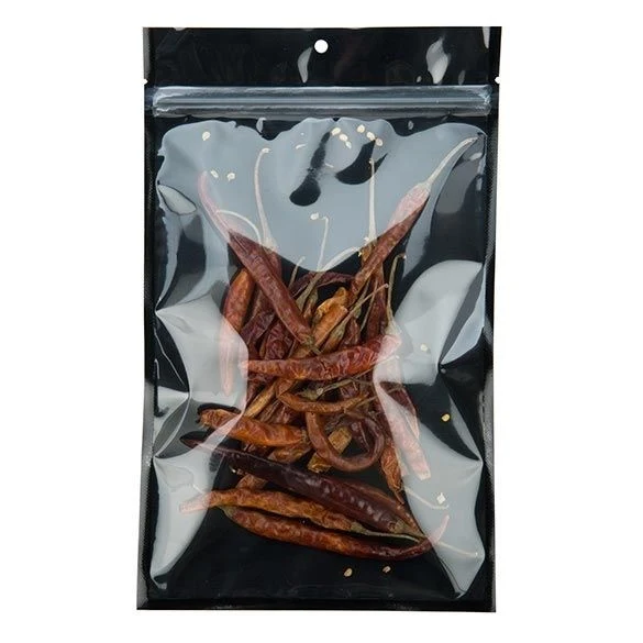Druckverschlussbeutel Transparent/Schwarz 15.2x23.5cm mit Aufhängeloch (100 Stück) [HZB7CB]