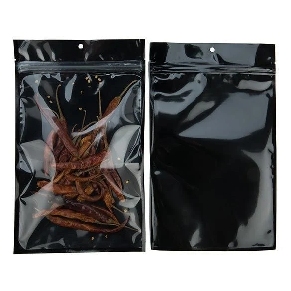 Druckverschlussbeutel Transparent/Schwarz 15.2x23.5cm mit Aufhängeloch (100 Stück) [HZB7CB]