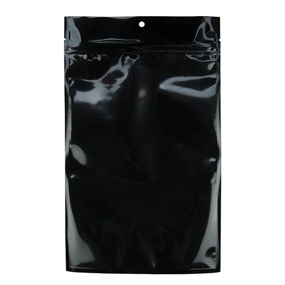 Druckverschlussbeutel Transparent/Schwarz 15.2x23.5cm mit Aufhängeloch (100 Stück) [HZB7CB]