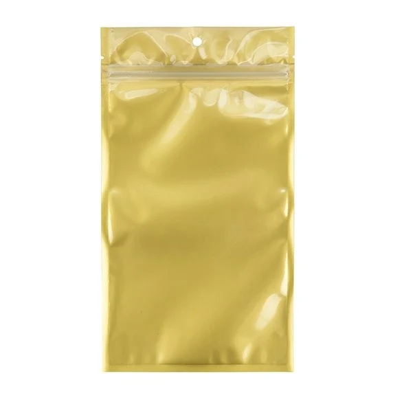 Druckverschlussbeutel Transparent/Gold 12.7x20.8cm mit Aufhängeloch (100 Stück) [HZB6CG]
