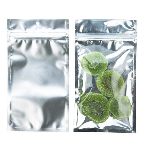 Druckverschlussbeutel Transparent/Silber 10.2x16.5cm mit Aufhängeloch (100 Stück) [HZB5S]