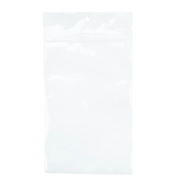 Druckverschlussbeutel Transparent/Weiß 10.2x16.5cm mit Aufhängeloch (100 Stück) [HZB5CW]