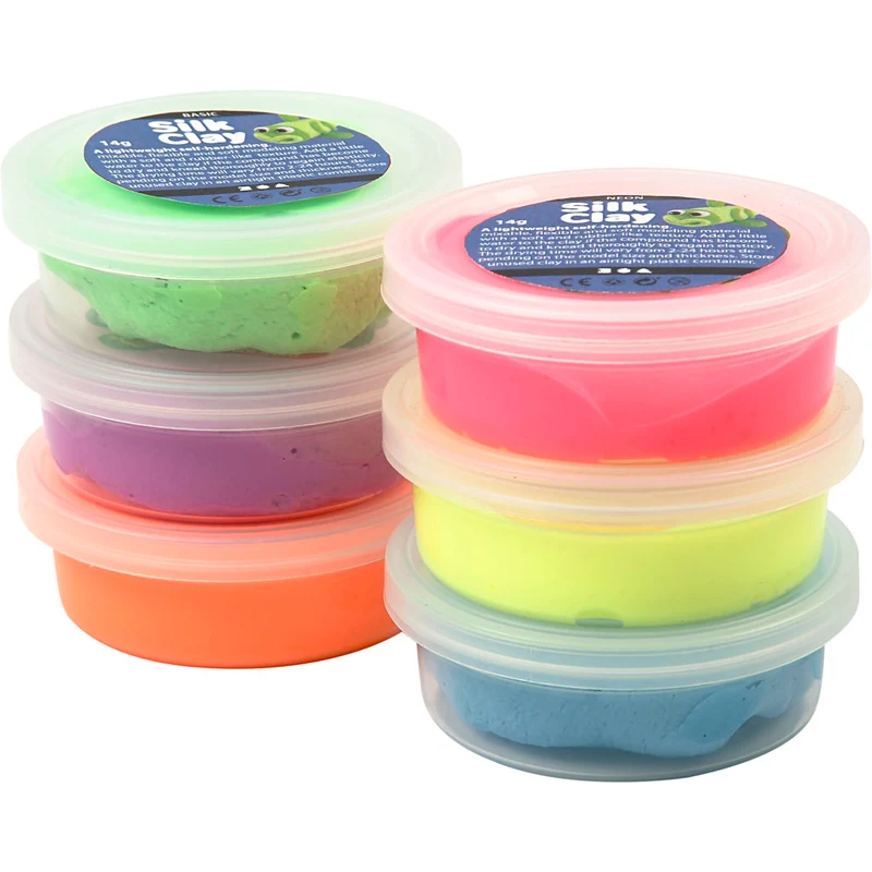 Silk Clay®, Neonfarben, 6x14 g/ 1 Pck [HOB-79140]