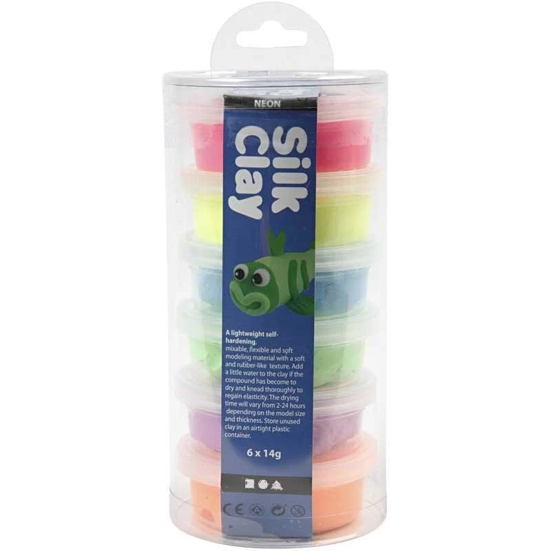 Silk Clay®, Neonfarben, 6x14 g/ 1 Pck [HOB-79140]