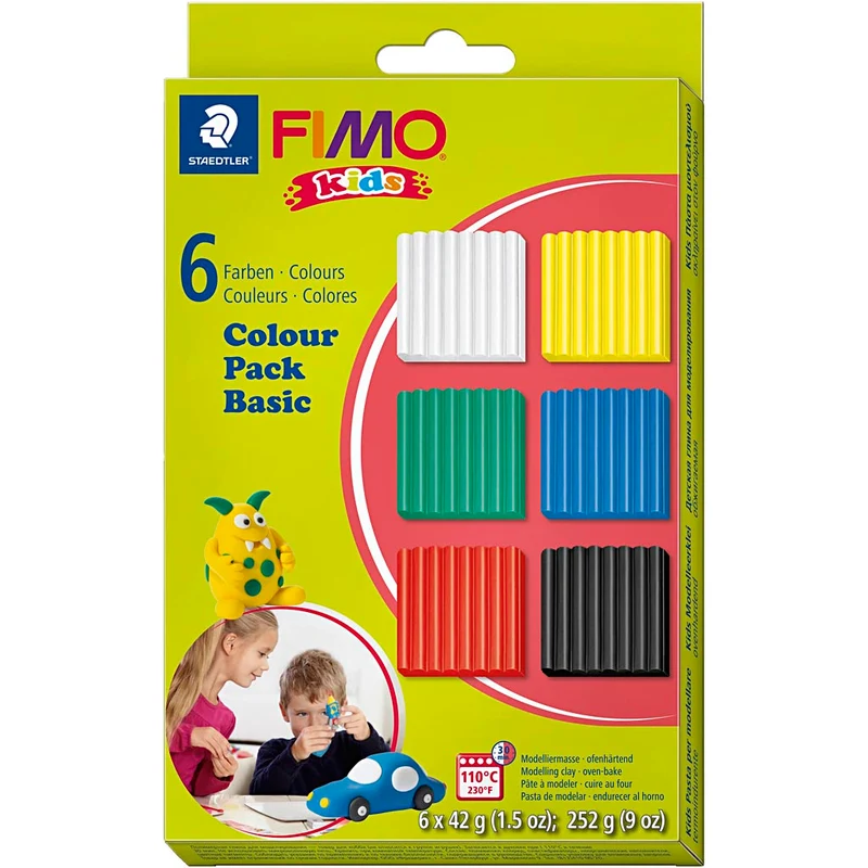 FIMO® Kids Clay, Standard-Farben, 6x42 g/ 1 Pck [HOB-78536]