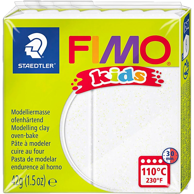 FIMO® Kids Clay, Glitter, Weiß, 42 g/ 1 Pck [HOB-78534]