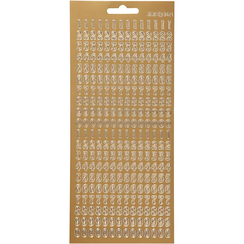 Sticker, Zahlen, Blatt 10x23 cm, Gold, 1 Bl. [HOB-170220]