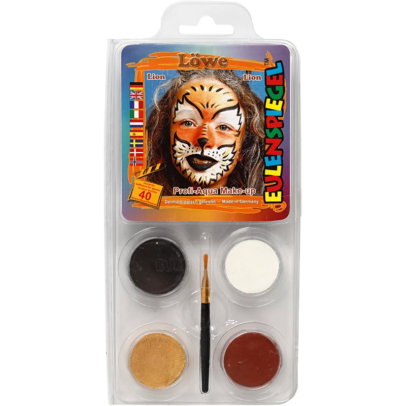 Eulenspiegel Gesichtsschminke - Motivset, Löwe, Sortierte Farben, 1 Set [HOB-76109]