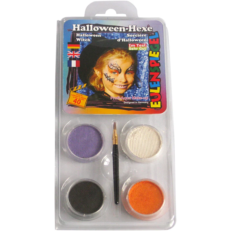 Eulenspiegel Gesichtsschminke - Motivset, Halloween-Hexe, Sortierte Farben, 1 Set [HOB-76108]