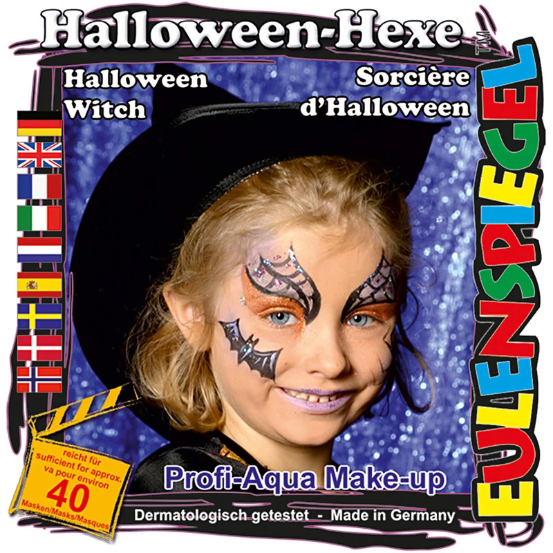 Eulenspiegel Gesichtsschminke - Motivset, Halloween-Hexe, Sortierte Farben, 1 Set [HOB-76108]