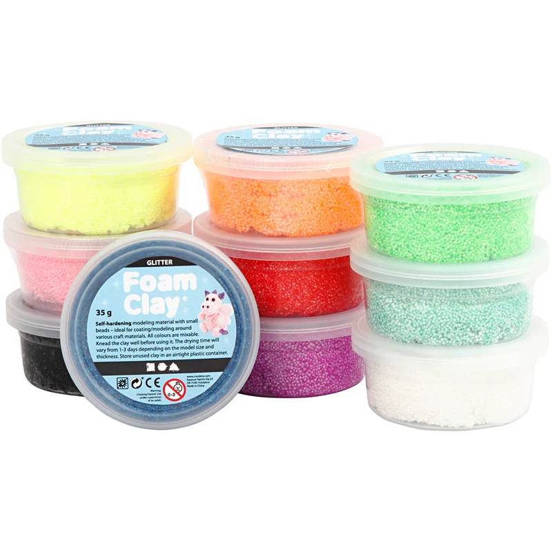 Foam Clay® , Glitter, Sortierte Farben, 10x35 g/ 1 Pck [HOB-78890]