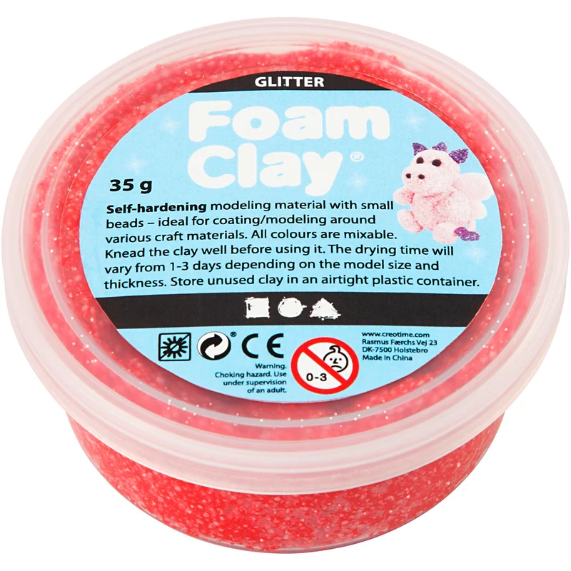 Foam Clay® , Glitter, Rot, 35 g/ 1 Dose [HOB-788870]