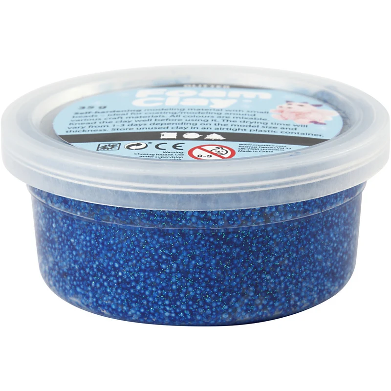 Foam Clay® , Glitter, Blau, 35 g/ 1 Dose [HOB-788850]