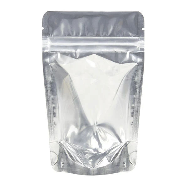 Standbodenbeutel Transparent/Gold 9.5x5.7x15.7cm | 57 Gramm (100 Stück) [ZBGG35]