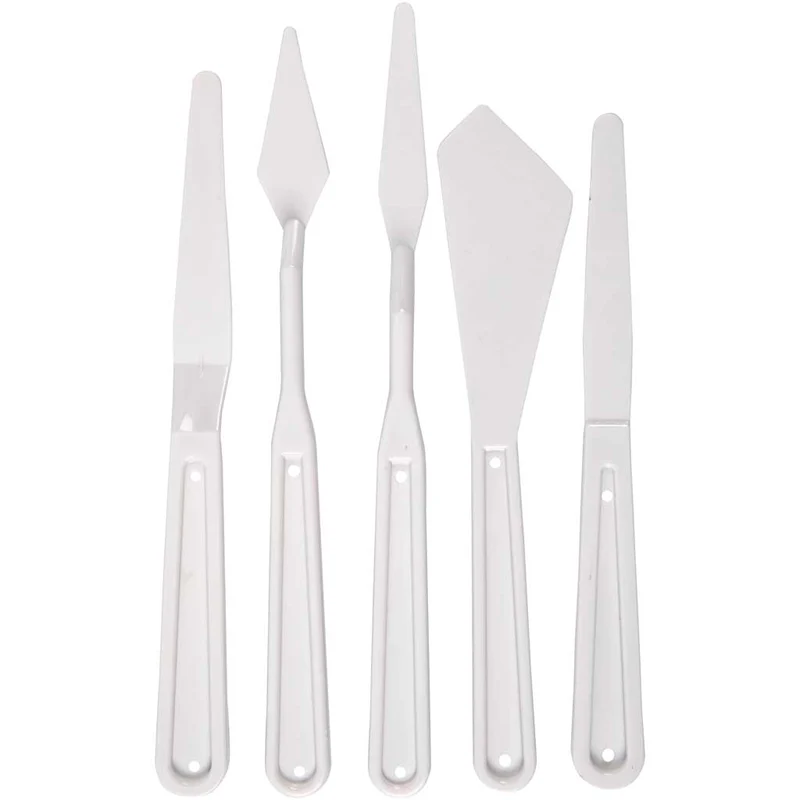 Plastik-Spachteln, L 17-20 cm, B 13-33 mm, Weiß, 5 Stk/ 1 Pck [HOB-95222]