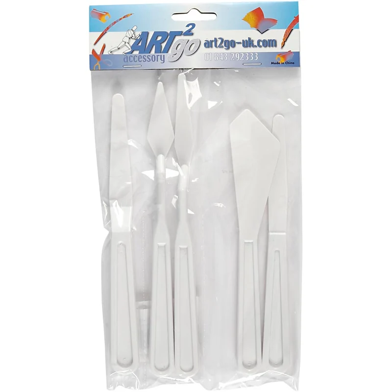Plastik-Spachteln, L 17-20 cm, B 13-33 mm, Weiß, 5 Stk/ 1 Pck [HOB-95222]
