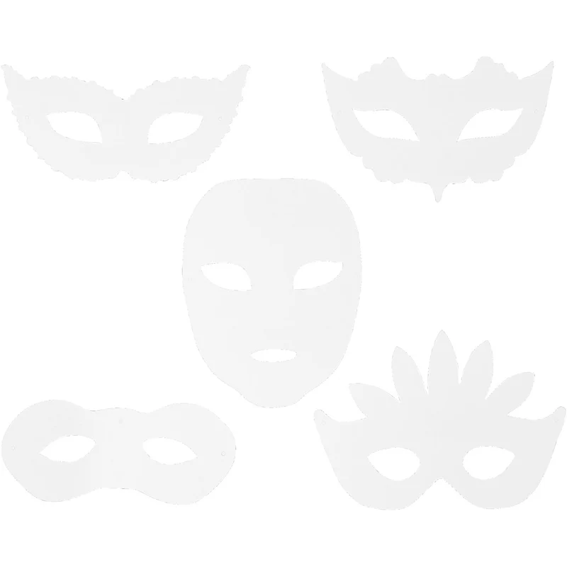 Karnevals-Masken, H 8,5-19 cm, B 15-20,5 cm, 230 g, Weiß, 16 Stk/ 1 Pck [HOB-95216]