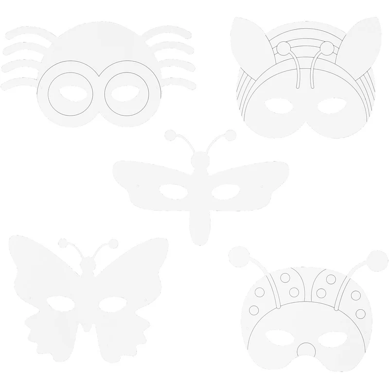 Insekten-Masken, H 14-17 cm, B 19,5-23 cm, 230 g, Weiß, 16 Stk/ 1 Pck [HOB-95215]