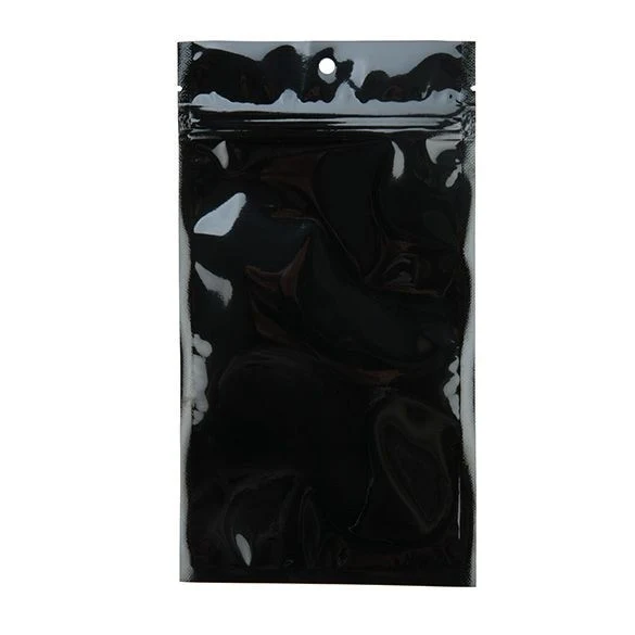 Druckverschlussbeutel Transparent/Schwarz 10.2x16.5cm mit Aufhängeloch (100 Stück) [HZB5CB]