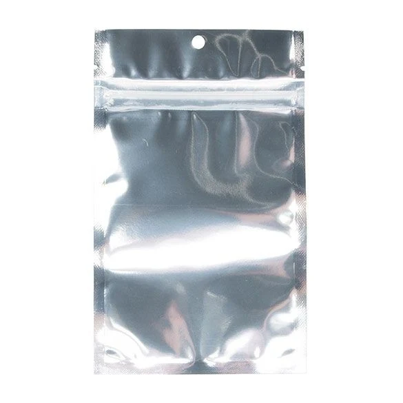 Druckverschlussbeutel Transparent/Silber 9.2x12.7cm mit Aufhängeloch (100 Stück) [HZB4S]