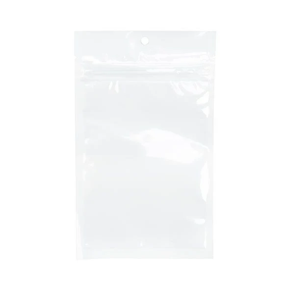 Druckverschlussbeutel Transparent/Weiß 9.2x12.7cm mit Aufhängeloch (100 Stück) [HZB4CW]