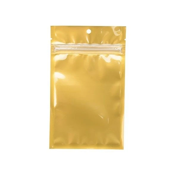 Druckverschlussbeutel Transparent/Gold 9.2x12.7cm mit Aufhängeloch (100 Stück) [HZB4CG]
