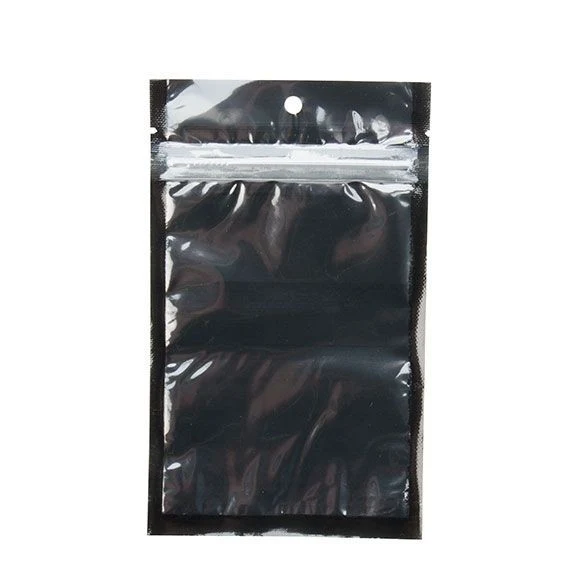 Druckverschlussbeutel Transparent/Schwarz 9.2x12.7cm mit Aufhängeloch (100 Stück) [HZB4CB]