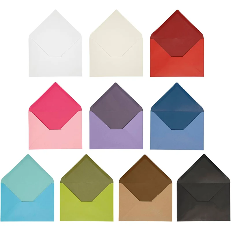Umschläge, Umschlaggröße 11,5x16 cm, Inhalt kann variieren , 100 g, Sortierte Farben, 30 Pck/ 1 Pck [HOB-217999]
