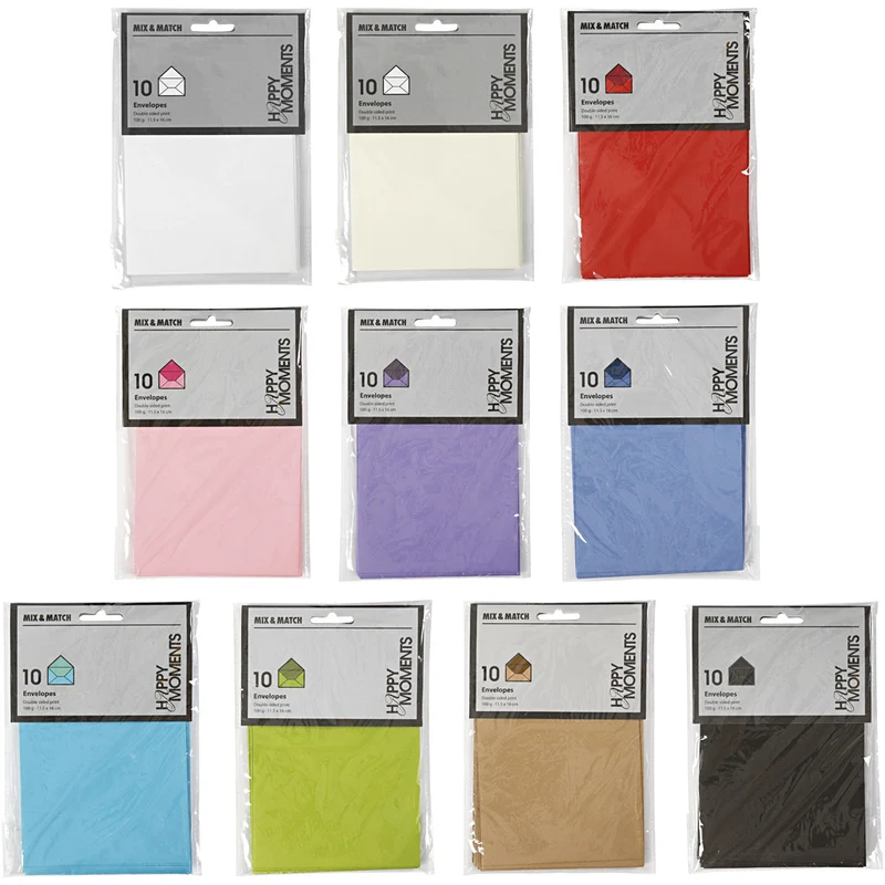 Umschläge, Umschlaggröße 11,5x16 cm, Inhalt kann variieren , 100 g, Sortierte Farben, 30 Pck/ 1 Pck [HOB-217999]