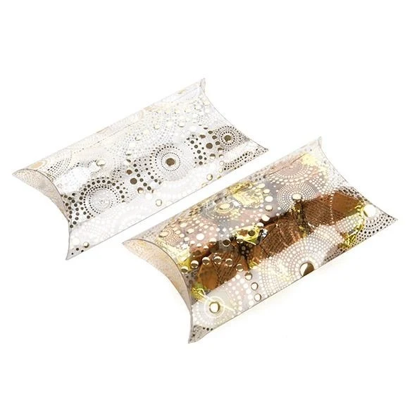 Kissenschachteln mit Goldfolie 10x4x17cm (25 Stück) [FS205]