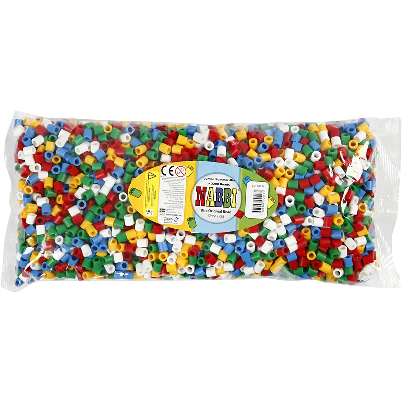 Bügelperlen, Größe 10x10 mm, Lochgröße 5,5 mm, JUMBO, Standard-Farben, 3200 sort./ 1 Pck [HOB-753511]