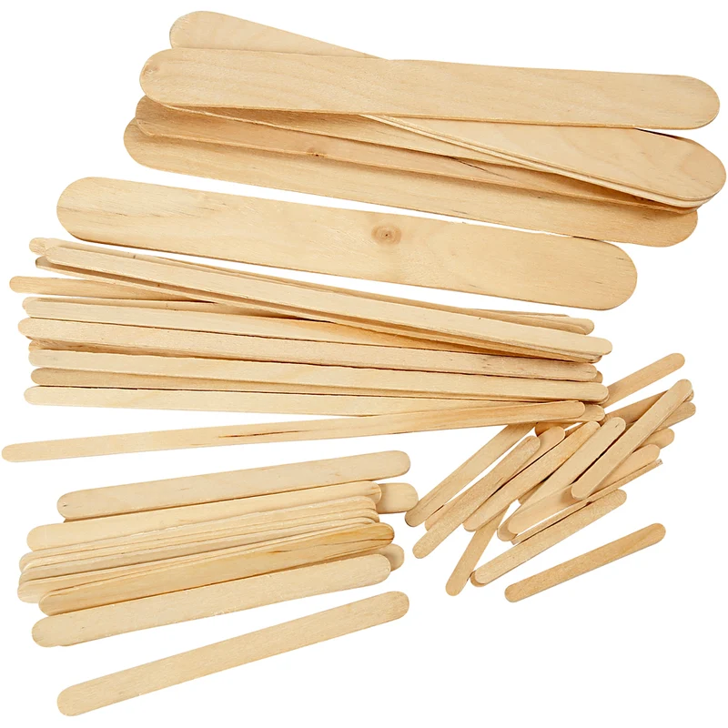 Eisstiele, L 5,5+11,5+19+20 cm, B 6+10+25 mm, Natur, 4250 Stk/ 1 Pck [HOB-99806]