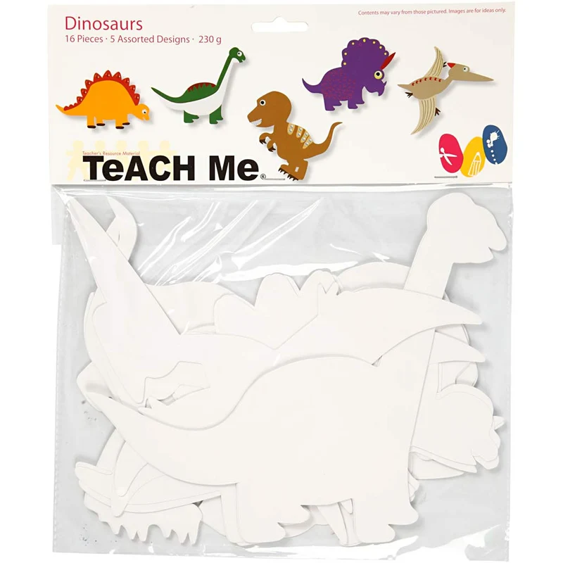 Dinosaurier, H 15-22 cm, B 24-25 cm, 230 g, Weiß, 16 Stk/ 1 Pck [HOB-95205]