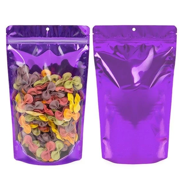 Standbodenbeutel Transparent/Lila 17.1x8.9x28.6cm | 340 Gramm (100 Stück) [ZBGB4VL]