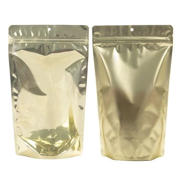 Standbodenbeutel Transparent/Mattgold 17.1x8.9x28.6cm | 340 Gramm (100 Stück) [ZBGMG4]
