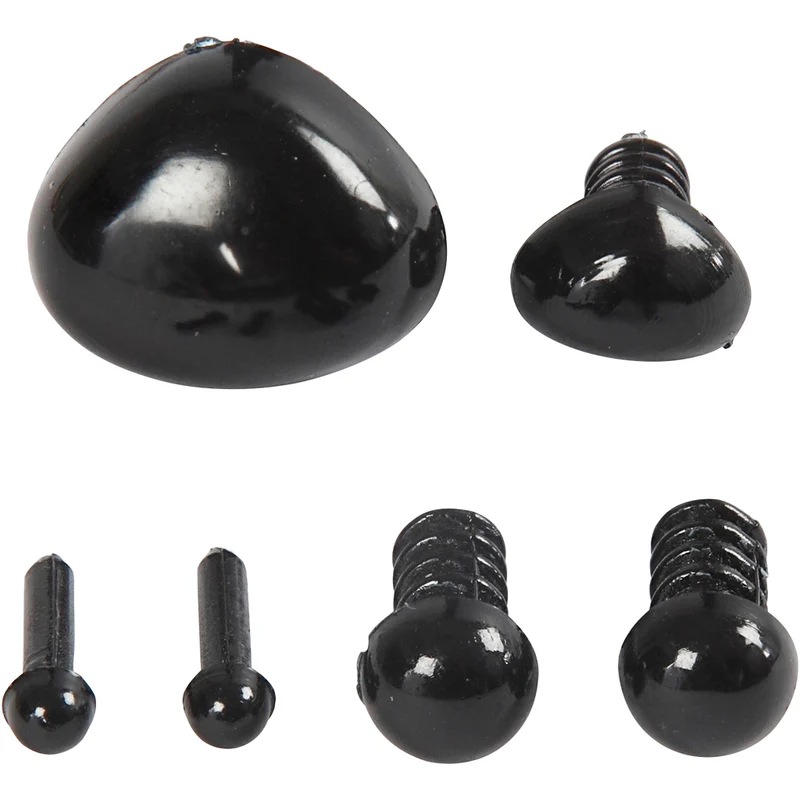 Augen und Schnauzen zum Modellieren, D 3+6 mm, Größe 8x6+14x11 mm, Schwarz, 20 Set/ 1 Pck [HOB-78281]